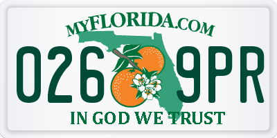 FL license plate 0269PR
