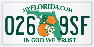 FL license plate 0269SF