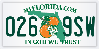 FL license plate 0269SW