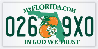 FL license plate 0269XO