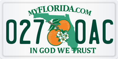 FL license plate 0270AC