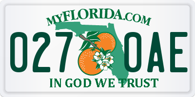 FL license plate 0270AE