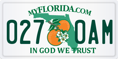 FL license plate 0270AM