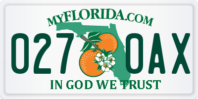 FL license plate 0270AX