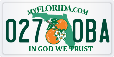 FL license plate 0270BA