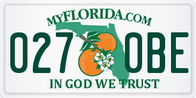 FL license plate 0270BE