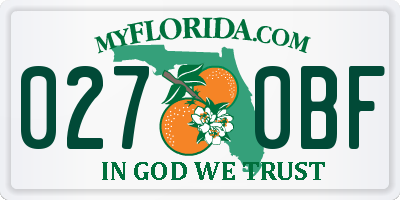 FL license plate 0270BF