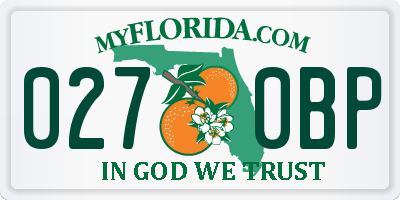 FL license plate 0270BP