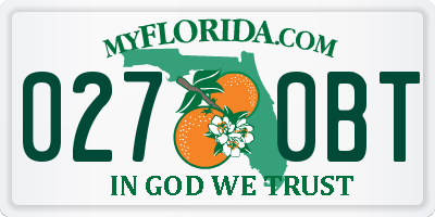 FL license plate 0270BT