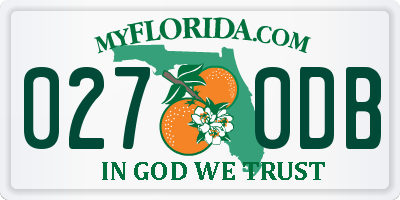 FL license plate 0270DB