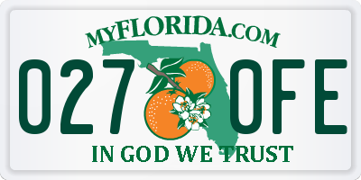 FL license plate 0270FE