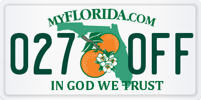 FL license plate 0270FF