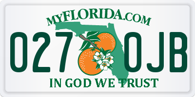 FL license plate 0270JB