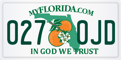 FL license plate 0270JD
