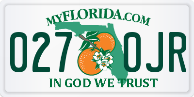 FL license plate 0270JR