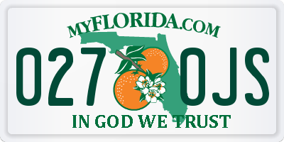 FL license plate 0270JS