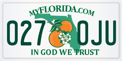 FL license plate 0270JU