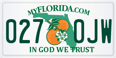 FL license plate 0270JW