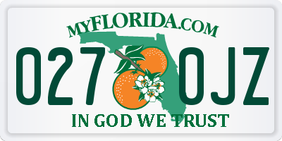 FL license plate 0270JZ