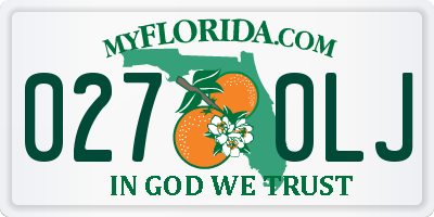 FL license plate 0270LJ