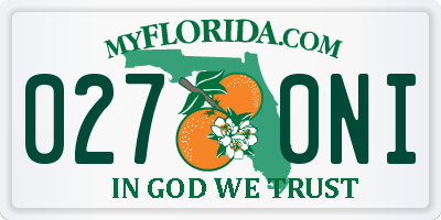 FL license plate 0270NI