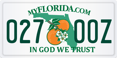 FL license plate 0270OZ