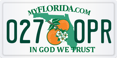 FL license plate 0270PR