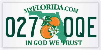 FL license plate 0270QE