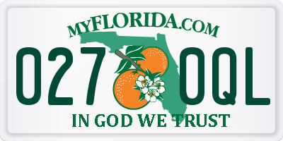 FL license plate 0270QL