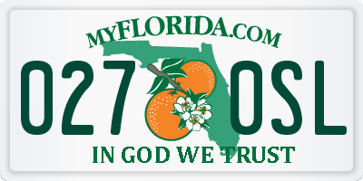 FL license plate 0270SL