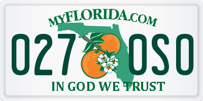 FL license plate 0270SO