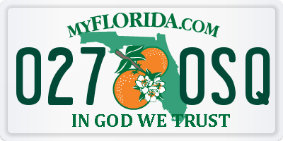FL license plate 0270SQ