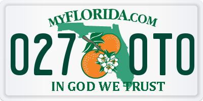 FL license plate 0270TO