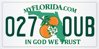 FL license plate 0270UB