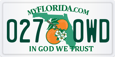 FL license plate 0270WD