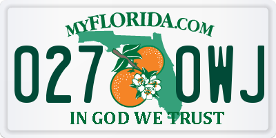 FL license plate 0270WJ