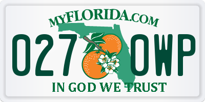 FL license plate 0270WP