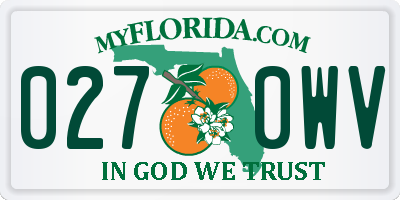 FL license plate 0270WV