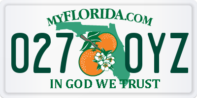 FL license plate 0270YZ