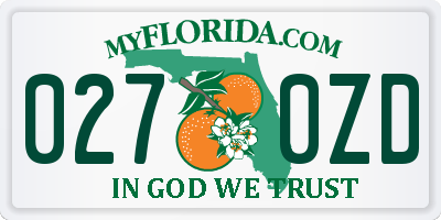 FL license plate 0270ZD
