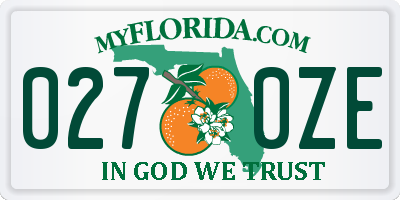 FL license plate 0270ZE