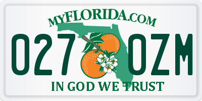 FL license plate 0270ZM