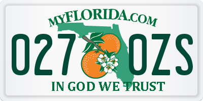 FL license plate 0270ZS