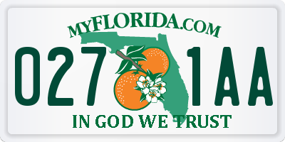 FL license plate 0271AA