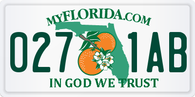 FL license plate 0271AB