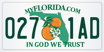 FL license plate 0271AD