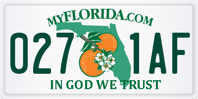 FL license plate 0271AF