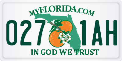 FL license plate 0271AH