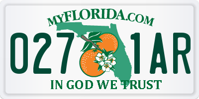 FL license plate 0271AR