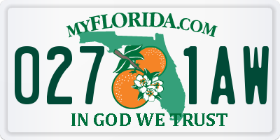 FL license plate 0271AW